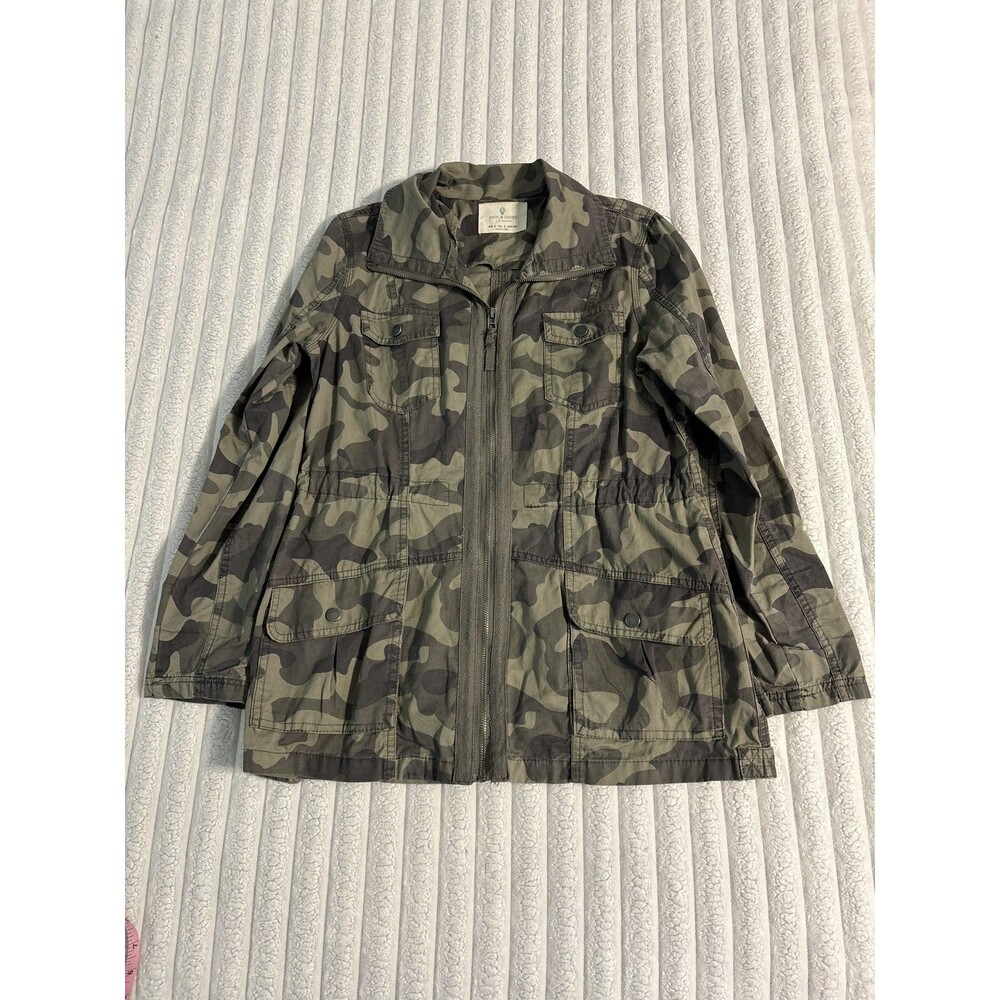 Jade & Ivory Camo Utility military Jacket Womens small Roll Tab Sleeve Full Zip